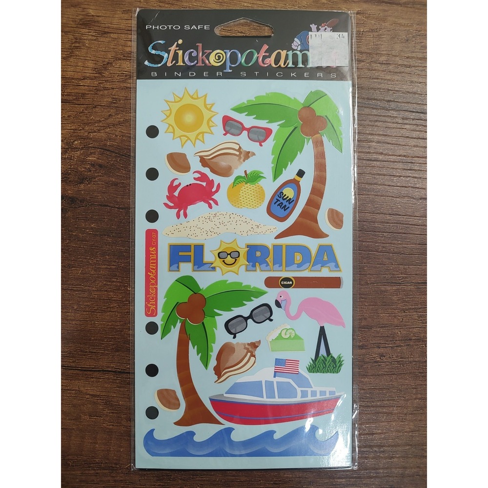 NOS Stickopotamus Stickers Florida Beach Vacation Palm Trees Sealed